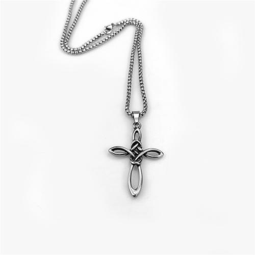 Stainless Steel Jewelry Necklace, 304 Stainless Steel, Cross, fashion jewelry & Unisex & different styles for choice, 48mm, Length:Approx 60 cm, Sold By PC