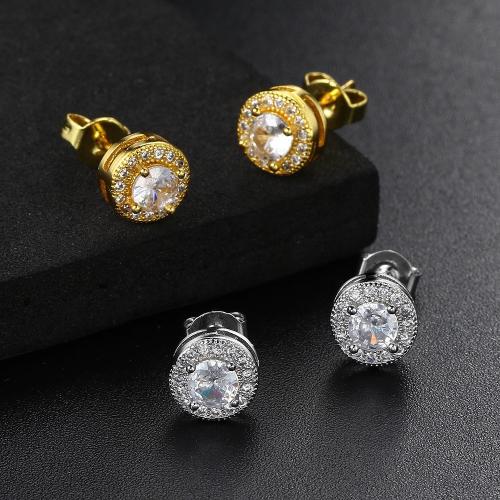 Cubic Zirconia Micro Pave Brass Earring fashion jewelry & Unisex & micro pave cubic zirconia Sold By Pair