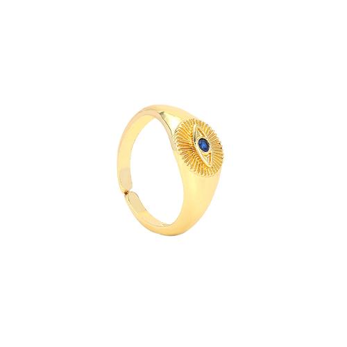 Mal de ojo del anillo de dedo de la joyería, metal, con cúbica circonia, ojo de malvado, chapado en color dorado, Ajustable & para mujer, más colores para la opción, libre de níquel, plomo & cadmio, diámetro interior:aproximado 17mm, Vendido por UD