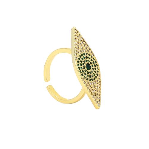 Evil Eye Smykker Finger Ring, Messing, forgyldt, Justerbar & mode smykker & Micro Pave cubic zirconia & for kvinde, flere farver til valg, nikkel, bly & cadmium fri, Indvendig diameter:Ca. 16mm, Solgt af PC