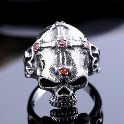 Vinger Ring in edelstaal, 304 roestvrij staal, Schedel, mode sieraden & verschillende grootte voor keus & voor de mens, meer kleuren voor de keuze, Verkocht door PC