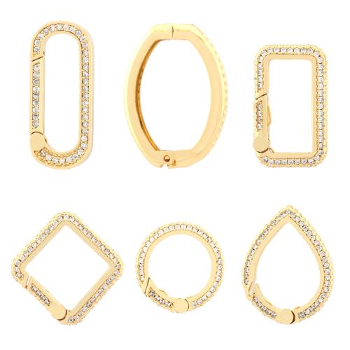 Brass Snap Clasp gold color plated & DIY & micro pave cubic zirconia nickel lead & cadmium free Sold By PC