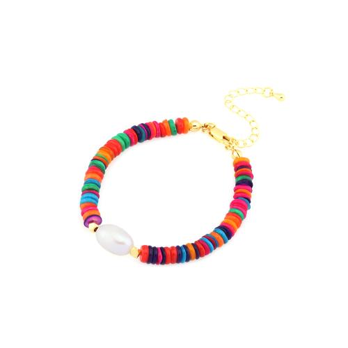 Bracelet bijoux coquillage, coquille, avec laiton, Placage de couleur d'or, bijoux de mode & pour femme, plus de couleurs à choisir, Longueur:Environ 16-22 cm, Vendu par PC