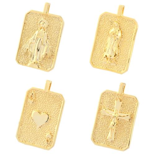 Brass Jewelry Pendants, Rectangle, gold color plated, DIY & different designs for choice, more colors for choice, nickel, lead & cadmium free, 16x26mm, Sold By PC