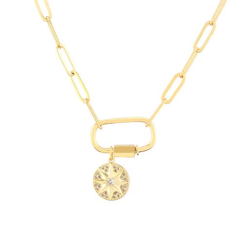 Cubic Zircon Micro Pave Brass Necklace, gold color plated, fashion jewelry & micro pave cubic zirconia & for woman, more colors for choice, nickel, lead & cadmium free, Sold By PC