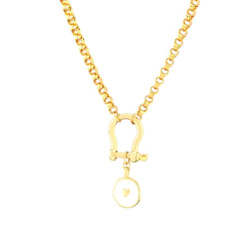 Brass Necklace with 5cm extender chain gold color plated fashion jewelry & for woman & enamel nickel lead & cadmium free Length Approx 40 cm Sold By PC