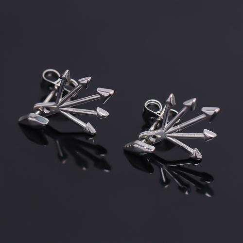 Stainless Steel Stud Earrings, 304 Stainless Steel, silver color plated, for man, 28x13mm, Sold By PC