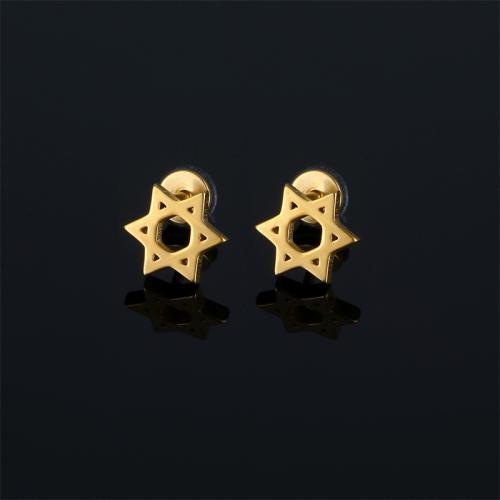 Stainless Steel Stud Earrings 316 Stainless Steel Hexagram plated for man Sold By PC