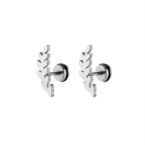 Stainless Steel Stud Earrings 316 Stainless Steel Leaf plated for man Sold By PC