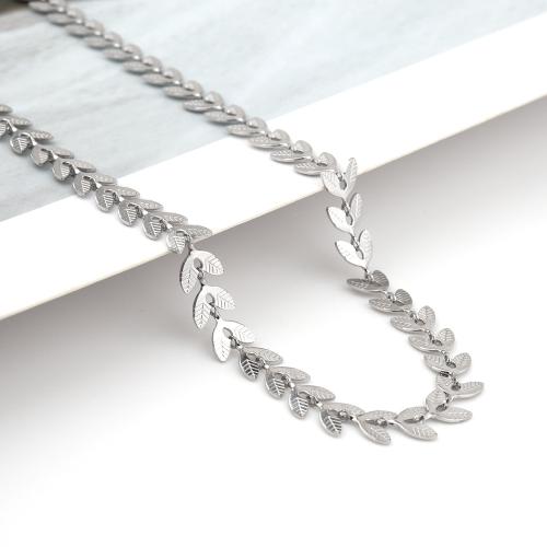 Titanium Steel Necklace, Leaf, polished, DIY, nickel, lead & cadmium free, Length:50 cm, Sold By PC