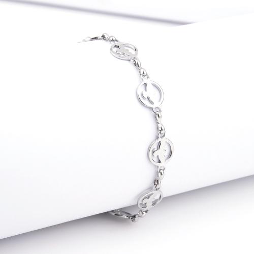 Titanium Steel Bracelet & Bangle, polished, for woman & hollow, Length:20 cm, Sold By PC
