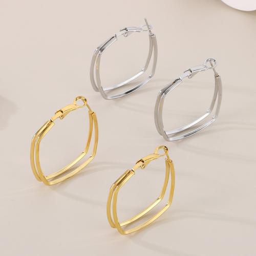 Stainless Steel Hoop Earring, 304 Stainless Steel, Vacuum Ion Plating, for woman, more colors for choice, Sold By Pair