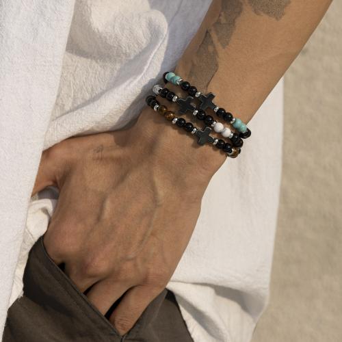 Bracelets turquoises de mode, Hématite, avec turquoise synthétique & laiton, bijoux de mode, plus de couleurs à choisir, Longueur:20 cm, Vendu par PC