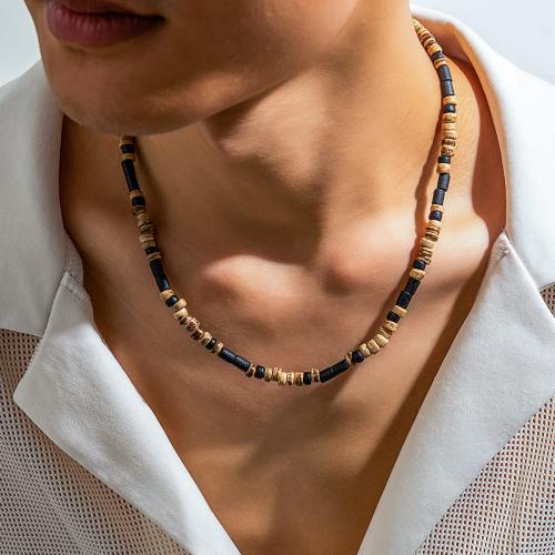 Mode Halskette, Kokosrinde, mit Holz, mit Verlängerungskettchen von 7cm, Modeschmuck, gemischte Farben, Länge:45 cm, verkauft von PC