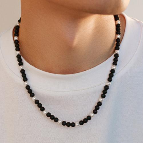 Glasperlen Halsketten, Glas, mit Kunststoff Perlen & Zinklegierung, mit Verlängerungskettchen von 7cm, Modeschmuck, gemischte Farben, Länge:48 cm, verkauft von PC