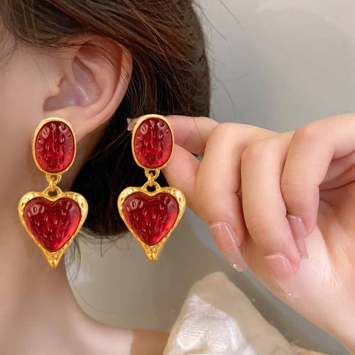 Zinc Alloy Drop Earrings with Resin gold color plated fashion jewelry nickel lead & cadmium free Sold By Pair