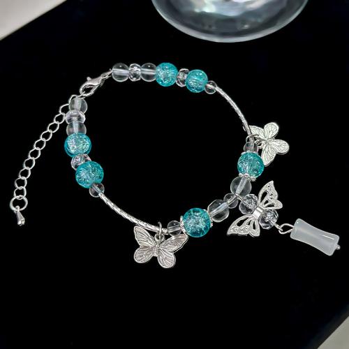 Zinc Alloy Bracelet with Lampwork silver color plated fashion jewelry silver color nickel lead & cadmium free Length 18 cm Sold By PC