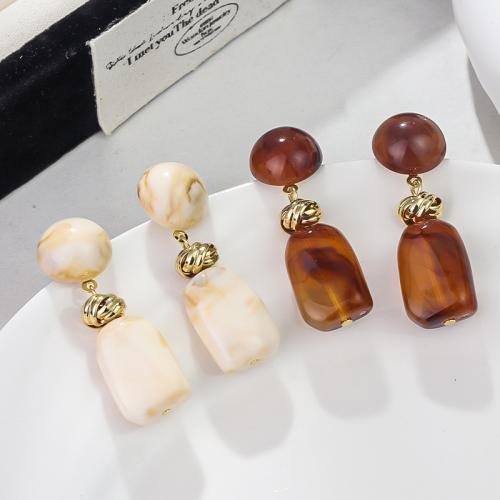 Zinklegierung Ohrringe, mit Harz, goldfarben plattiert, Modeschmuck, keine, frei von Nickel, Blei & Kadmium, 15x45mm, verkauft von Paar