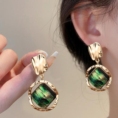 Tibetan Style Drop Earrings, with Resin, gold color plated, fashion jewelry, golden, nickel, lead & cadmium free, 26x47mm, Sold By Pair
