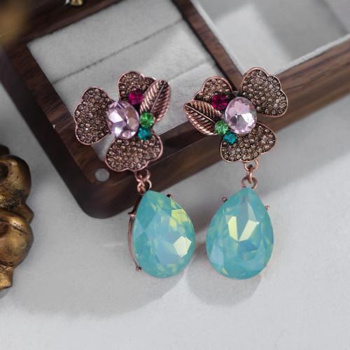Zinc Alloy Drop Earrings gold color plated fashion jewelry & with rhinestone mixed colors nickel lead & cadmium free Sold By Pair
