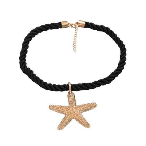 Zinc Alloy Jewelry Necklace with Polyester Cord with 2.04 Inch extender chain Starfish plated fashion jewelry & for woman Length 16.77 Inch Sold By PC