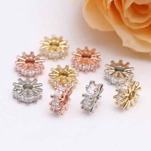 Cubic Zirconia Micro Pave Brass Beads plated DIY & micro pave cubic zirconia Sold By Bag