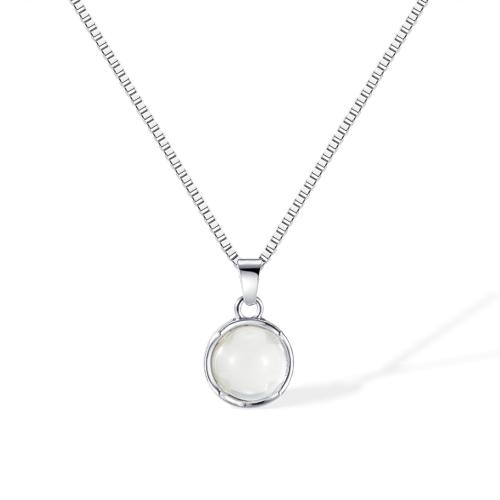 Stainless Steel Jewelry Necklace, 304 Stainless Steel, with Glass & Brass, with 5.5cm extender chain, fashion jewelry & for woman, original color, Length:46 cm, Sold By PC