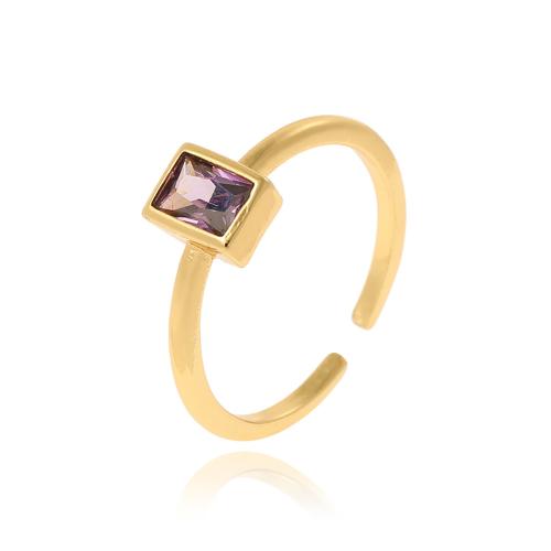 Cubique anneau en laiton Circonia Micro Pave, Plaqué or 18K, bijoux de mode & pavé de micro zircon & pour femme, plus de couleurs à choisir, Vendu par PC