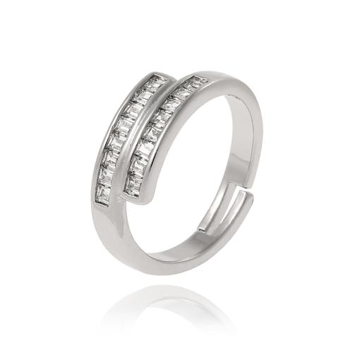 Cubique anneau en laiton Circonia Micro Pave, Placage, bijoux de mode & pavé de micro zircon & pour femme, plus de couleurs à choisir, Vendu par PC
