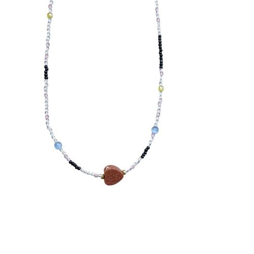Messing Halskette, mit Kristall & Harz, mit Verlängerungskettchen von 6CM, handgemacht, für Frau, farbenfroh, Länge:ca. 35 cm, verkauft von PC