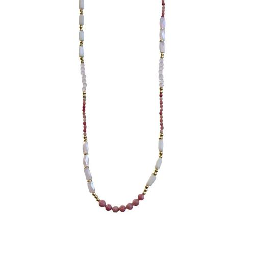 Titanium Steel Necklace, with Natural Stone, with 5CM extender chain, plated, for woman, multi-colored, Length:Approx 39 cm, Sold By PC