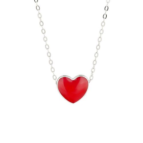925 Sterling Silver Necklaces, with Gemstone, with 5CM extender chain, Heart, for woman & change their color according to the temperature, platinum color, Length:Approx 40 cm, Sold By PC