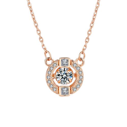 Cubic Zircon Micro Pave 925 Sterling Silver Necklace, with 6CM extender chain, micro pave cubic zirconia & for woman, rose gold color, Length:Approx 41 cm, Sold By PC