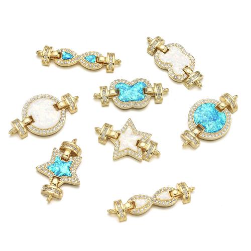 Brass Jewelry Clasps, with Opal, DIY & different styles for choice & micro pave cubic zirconia, more colors for choice, Sold By PC