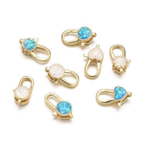 Brass Lobster Clasp, with Opal, DIY & different styles for choice & micro pave cubic zirconia, more colors for choice, Sold By PC