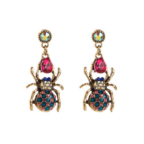 Tibetan Style Stud Earring, for woman & with rhinestone, more colors for choice, Sold By Pair