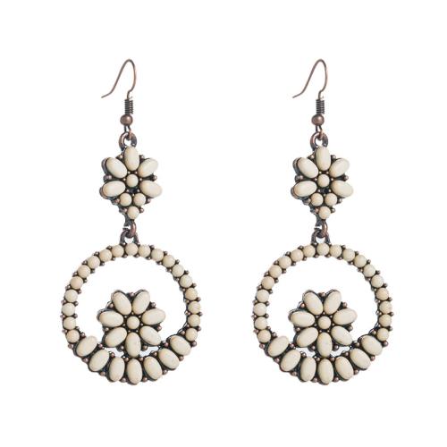 Zinc Alloy Drop Earrings with turquoise for woman Sold By Pair