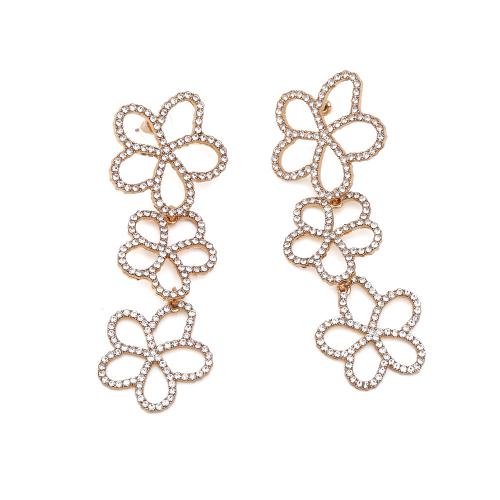 Zinc Alloy Stud Earring for woman & with rhinestone Sold By Pair