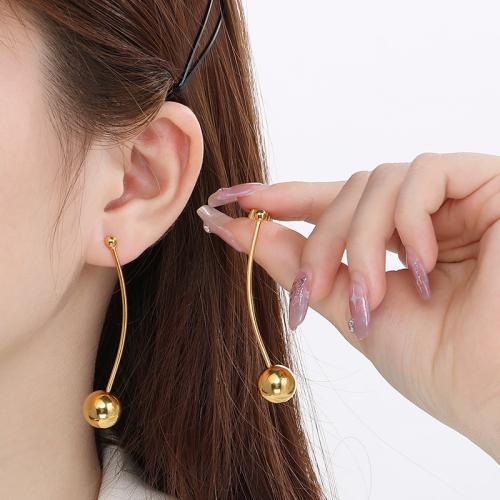 Stainless Steel Drop Earring, 304 Stainless Steel, Round, Vacuum Ion Plating, for woman, Sold By Pair