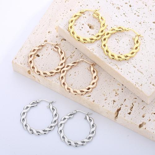 Stainless Steel Hoop Earring, 304 Stainless Steel, Round, Vacuum Ion Plating, for woman, more colors for choice, Sold By Pair