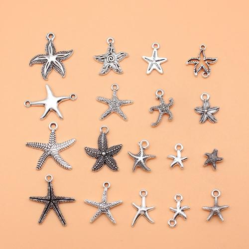 Tibetan Style Star Pendant, Starfish, antique silver color plated, DIY & 1/1 loop, 18PC/Bag, Sold By Bag