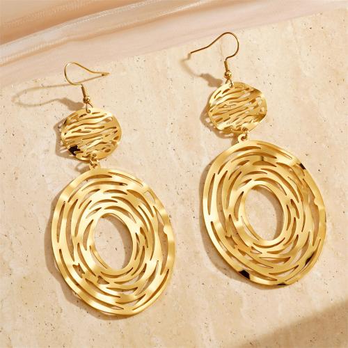 Titanium Steel Drop Earring Geometrical Pattern gold color plated fashion jewelry & for woman & hollow Sold By Pair