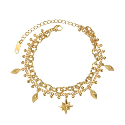 Acier titane bracelet, Placage de couleur d'or, Double couche & styles différents pour le choix & pour femme, Vendu par PC