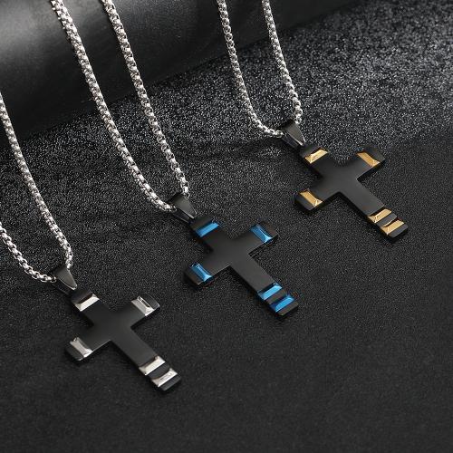 304 Stainless Steel Necklace with Titanium Steel Cross plated fashion jewelry & for man Length Approx 23.6 Inch Sold By PC