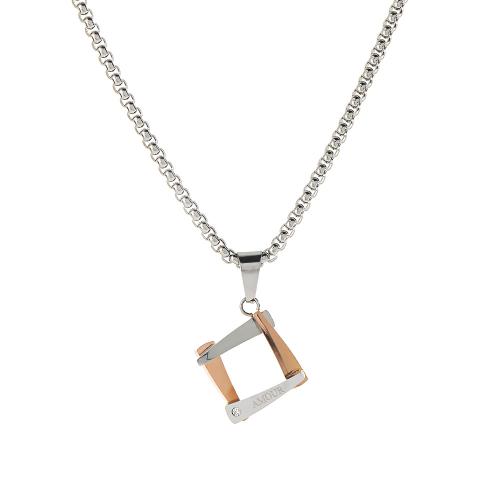 304 Stainless Steel Necklace, with Titanium Steel, Geometrical Pattern, plated, fashion jewelry & Unisex & hollow, more colors for choice, Length:Approx 20-23.6 Inch, Sold By PC