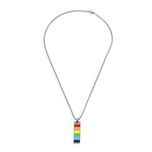 304 Stainless Steel Necklace, with Titanium Steel, Geometrical Pattern, fashion jewelry & Unisex & enamel, original color, Length:Approx 23.6 Inch, Sold By PC