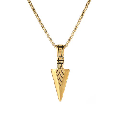 304 Stainless Steel Necklace, with Titanium Steel, arrowhead, plated, fashion jewelry & for man, more colors for choice, Length:Approx 23.6 Inch, Sold By PC
