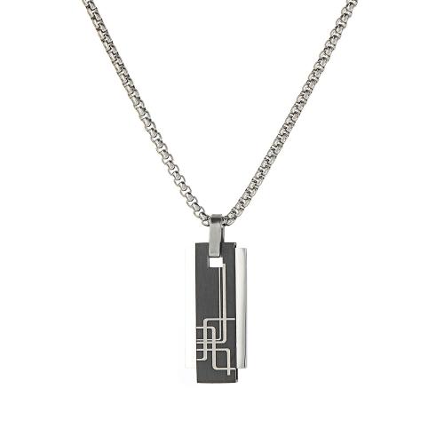 Aço inoxidável 304 colar, with Partículas de aço, Padrão Geométrico, joias de moda & para o homem, comprimento Aprox 23.6 inchaltura, vendido por PC