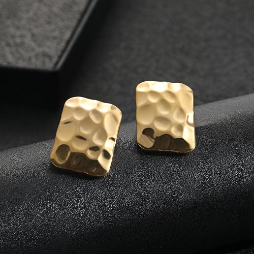 304 rostfritt stål Stud Earring, Geometriskt mönster, guldfärg pläterade, mode smycken & för kvinna, 32x32mm, Säljs av Par