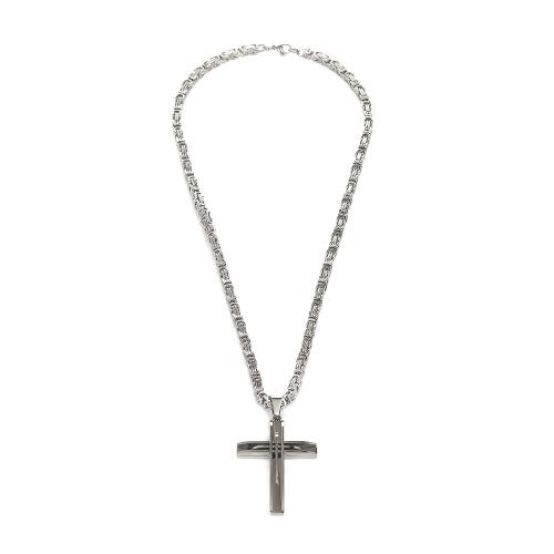 304 Edelstahl Halskette, mit Titanstahl, Kreuz, plattiert, Modeschmuck & für den Menschen, keine, Länge ca. 23.6 ZollInch, verkauft von PC